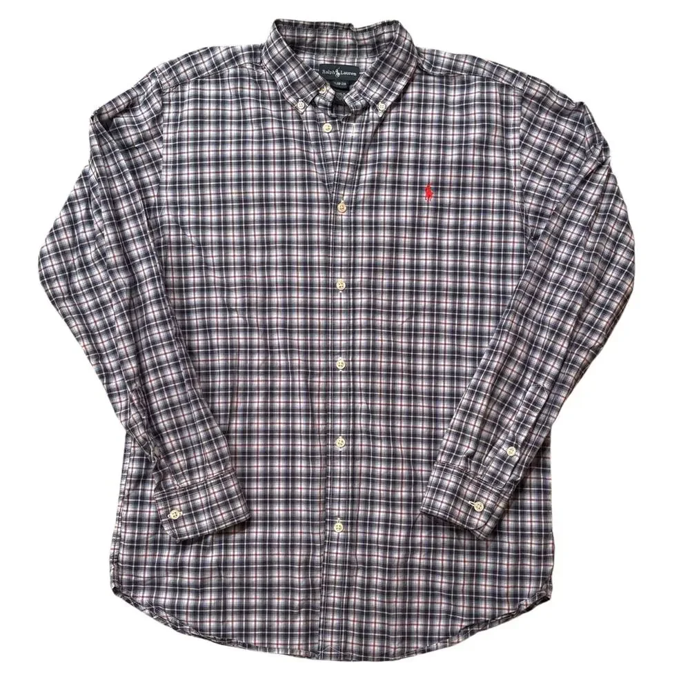Polo Ralph Lauren Boys XL Blue & Red Plaid Poplin Button Down [Men's Small]